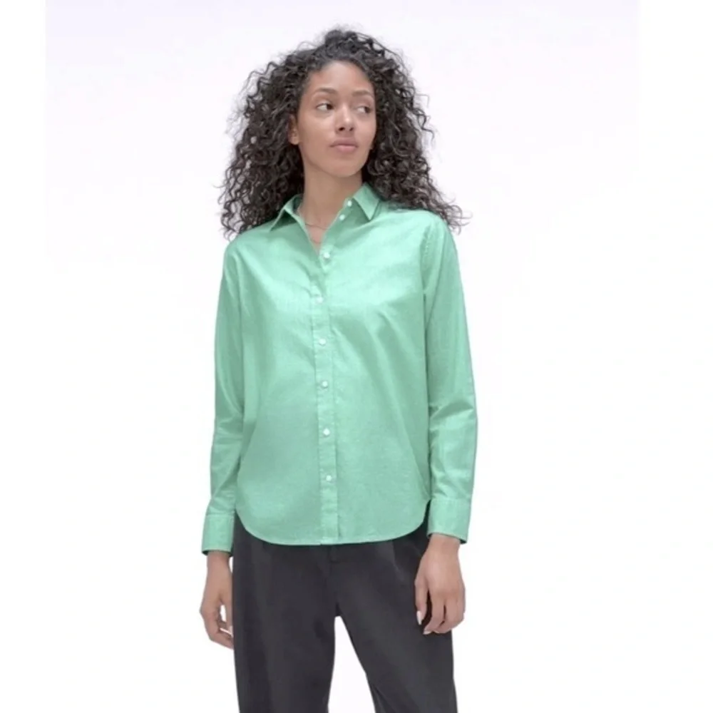 NWT Everlane The Silky Cotton Relaxed Shirt Mint Pinstripe size 2